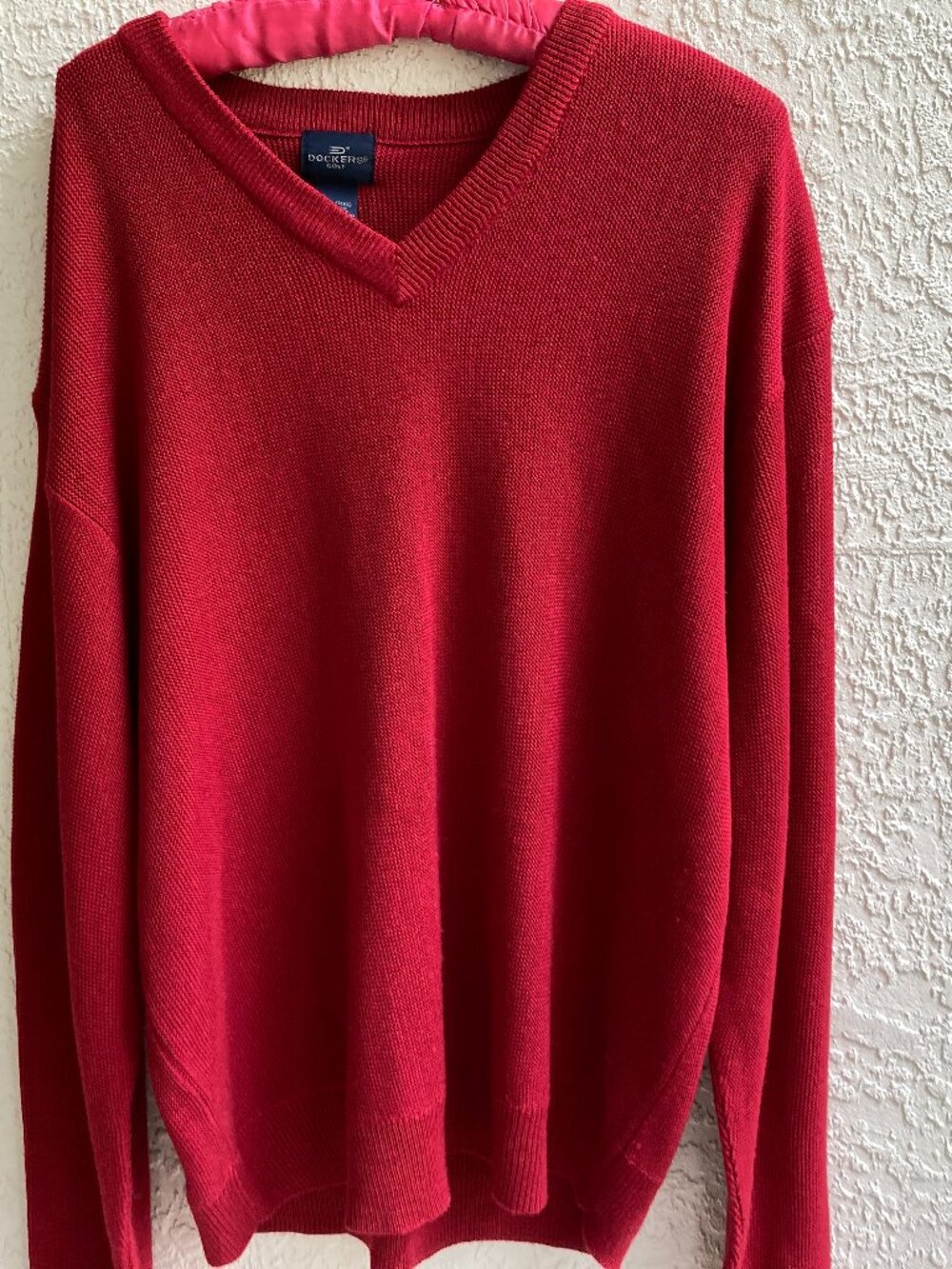 Vintage Docker's Golf Red Sweater XXL Men V Neck Acrylic 90s